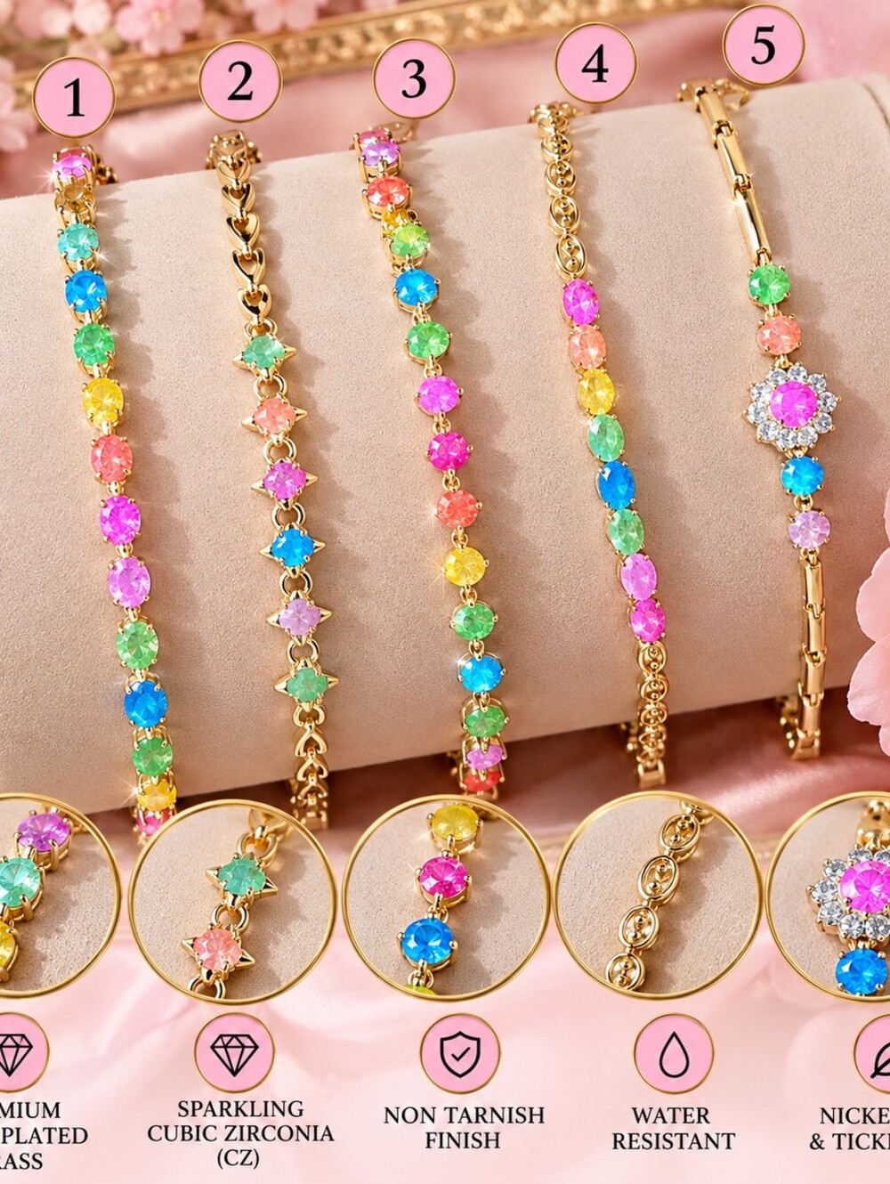 ✨️✨️Gold Plated CZ Tennis Bracelets – Colorful & Elegant – Choose Your Favorite